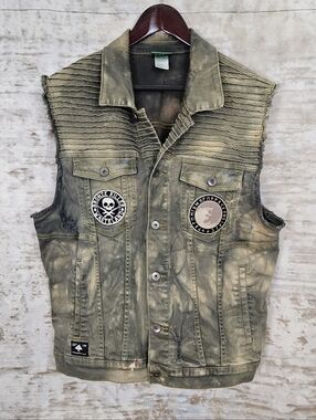 Mens Battle Vest Post Apocalyptic Mad Max Cotton Hand Distressed Size Large